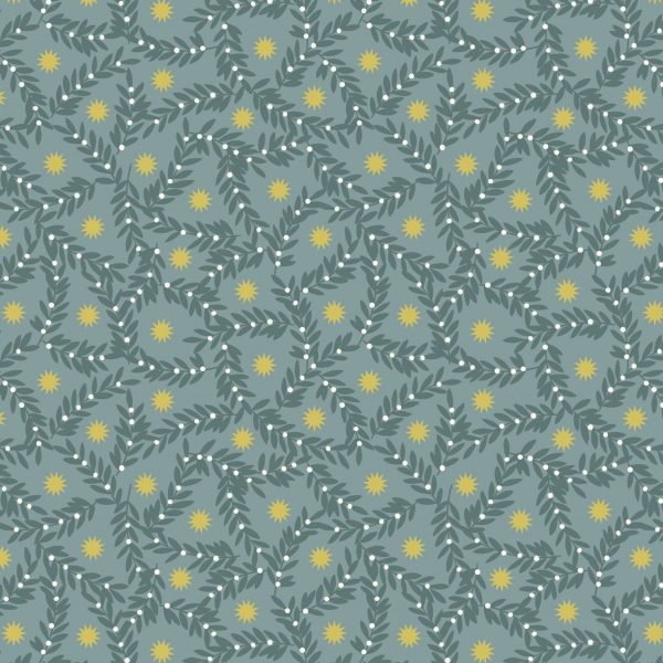 C67.2 Metallic Gold Star and Berries on Blue