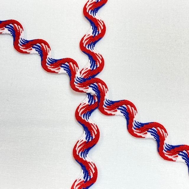 Red, White and Blue Wavy Ric Rac 2 widths by the metre