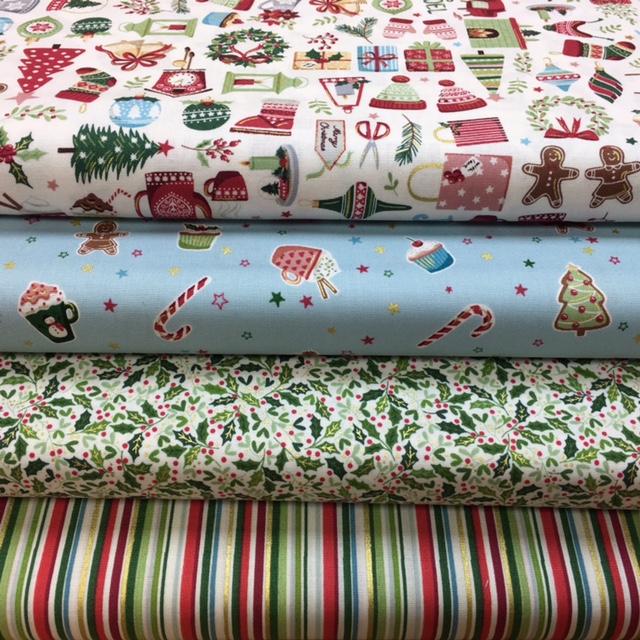 Makower 'Cosy Christmas' Collection 100% Cotton Fat Quarter, Half or Whole Metre