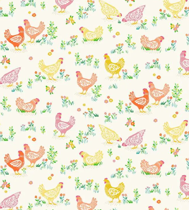 HELLO SPRING HAPPY HENS ON CREAM