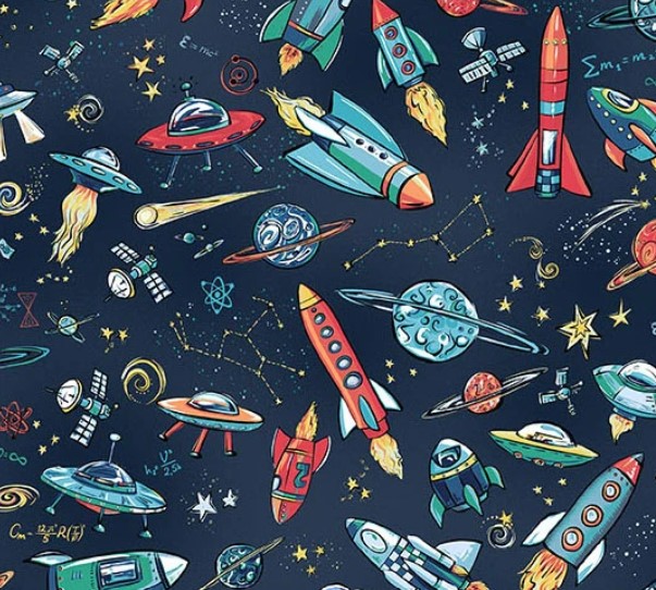 rockets on blue
