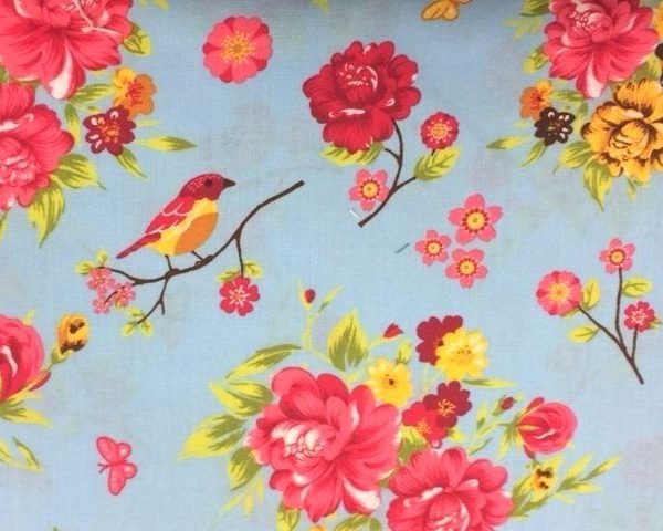 Birds-and-Roses-58-wide-100-Cotton-Poplin-by-the-half-metre-253256857531