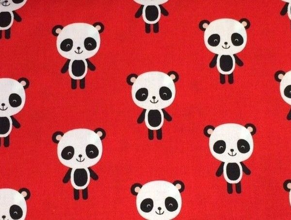 Robert-Kaufman-Urban-Zoologie-Pandas-on-Red-100-Cotton-fabric-by-the-half-metre-263305361101
