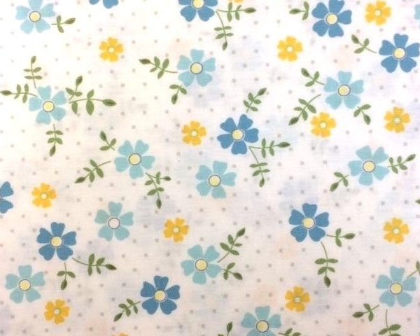 Blue-and-Yellow-Polka-Dot-Floral-100-Cotton-by-the-half-metre-253265363092