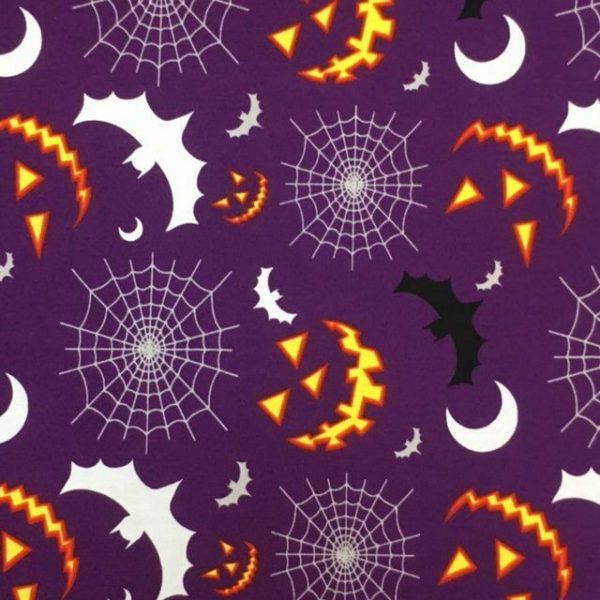 Halloween-Jack-O-Lantern-Grins-Black-or-Purple-100-Cotton-by-the-half-metre-254747561412-3
