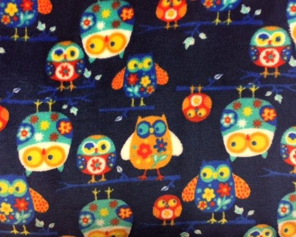 Owls-on-Dark-Blue-Short-Pile-Cuddle-Fleece-by-the-half-metre-253341363042