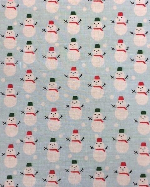 Christmas-Snowman-Polycotton-fabric-by-the-half-metre-263278606594