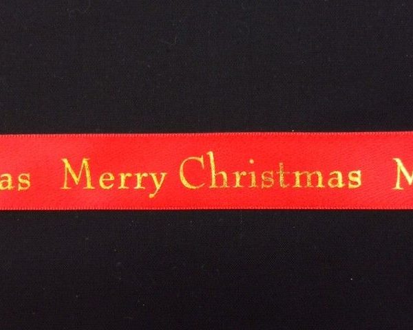 Merry-Christmas-Red-Satin-Ribbon-Gold-Font-25mm-width-by-the-metre-263422418144