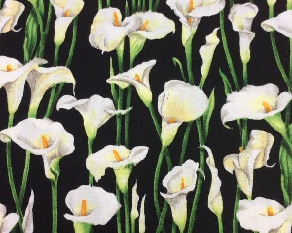 Lilies-on-Black-100-Cotton-by-the-half-metre-263415299275