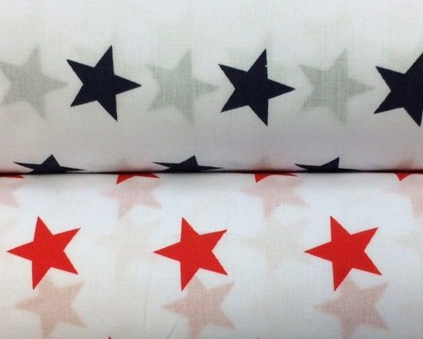 Stars-Red-or-Navy-on-White-Polycotton-by-the-half-metre-263278832085