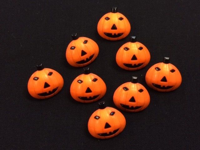 Halloween Orange Pumpkin Shank Button pair